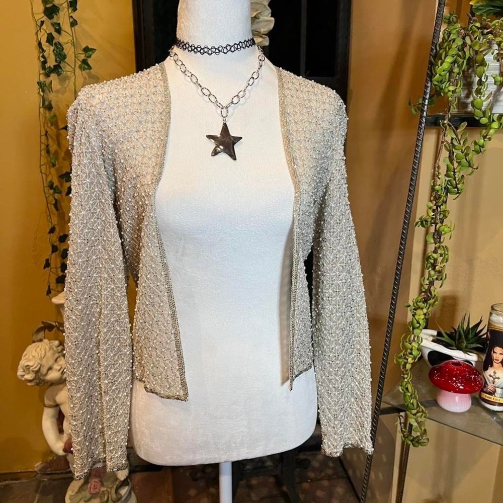 beaded silk cardigan vintage adrianna papell